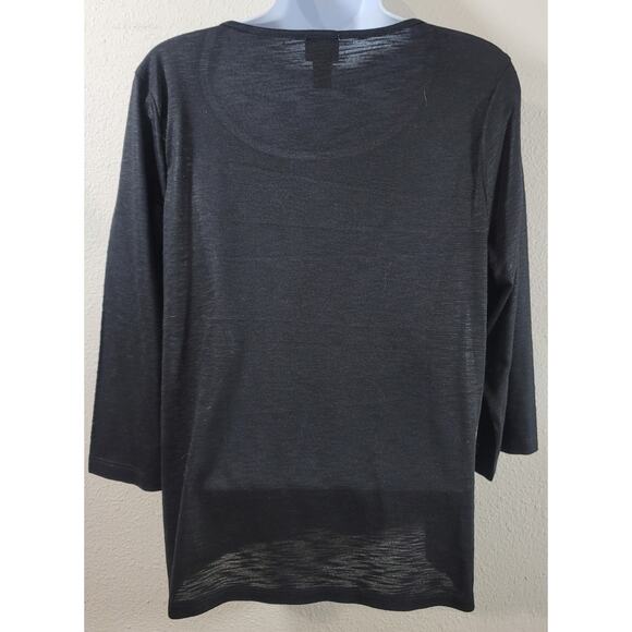 Chico's Black Gray Animal Print Beading Top 1 Medium New Without Tags Soft - Picture 3 of 7